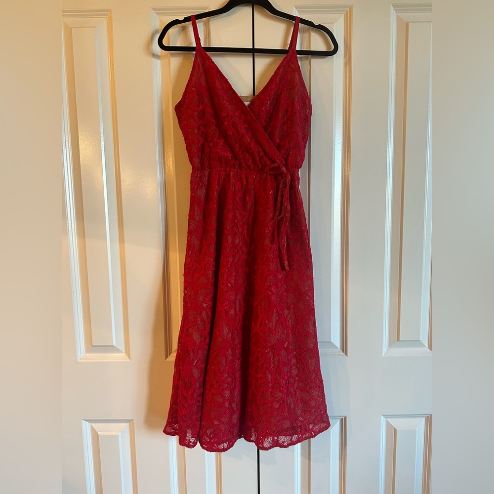 ALI & JAY, Sleeveless Lace Tie Dress, Red, Size S